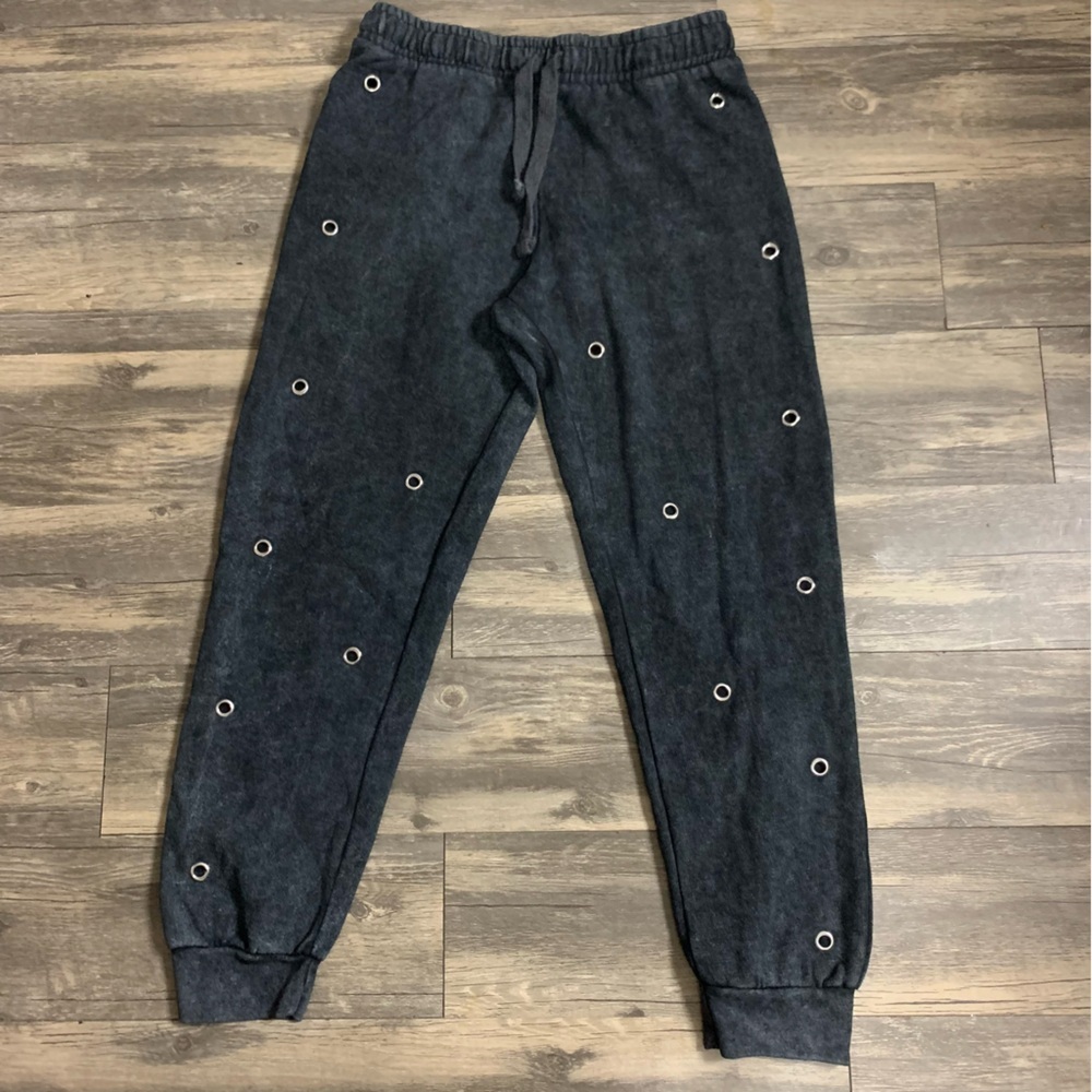 Kroix premium denim. Dark Gray Jogger Pants with Eyelet Details